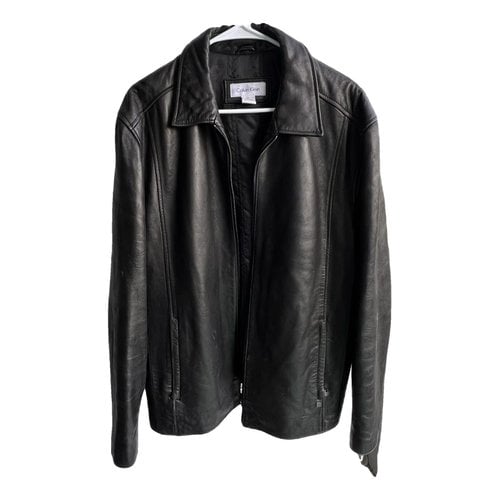 Pre-owned Calvin Klein Leather Jacket In Black