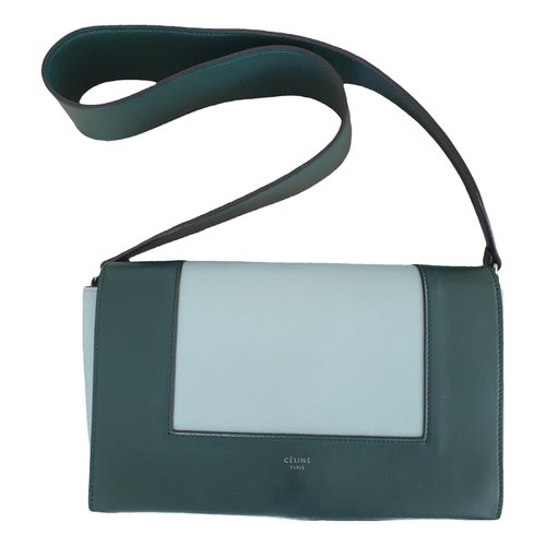Pre-owned Celine Frame Leather Clutch Bag In Blue