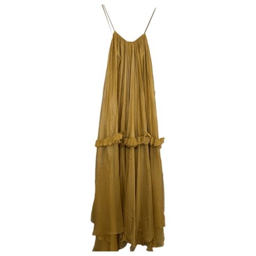 Pre-owned Maria Lucia Hohan Silk Maxi Dress In Gold