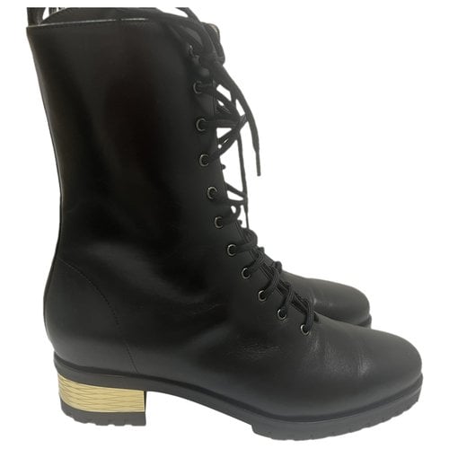 Pre-owned Bettina Vermillon Leather Boots In Black