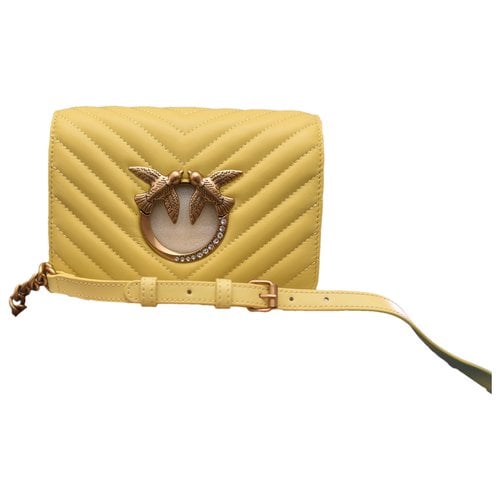 Pre-owned Pinko Love Bag Leather Crossbody Bag In Yellow