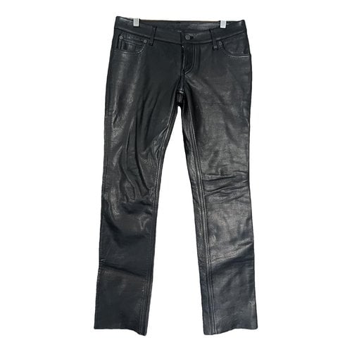 Pre-owned Lucien Pellat-finet Leather Slim Pants In Black