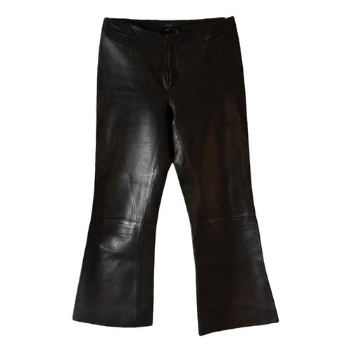 Pre-owned Gucci Leather Trousers In Black