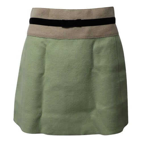 Pre-owned Miu Miu Wool Mid-length Skirt In Green