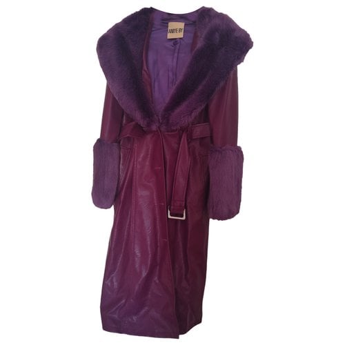 Pre-owned Aniye By Vegan Leather Coat In Purple