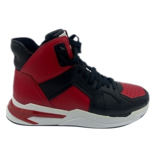 Pre-owned Balmain Leather High Trainers In Red