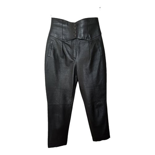 Pre-owned Saint Laurent Leather Carot Pants In Black