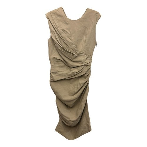 Pre-owned Lanvin Linen Mid-length Dress In Grey