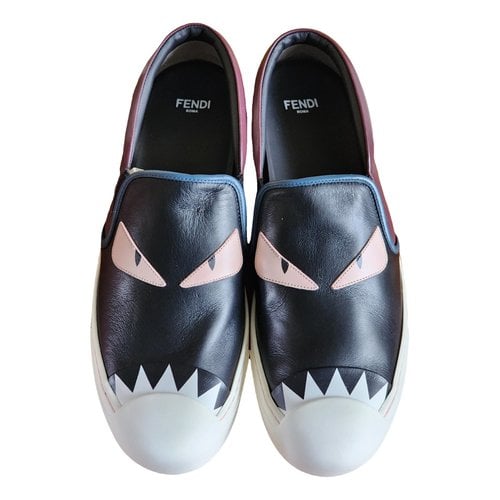 Pre-owned Fendi Leather Trainers In Purple