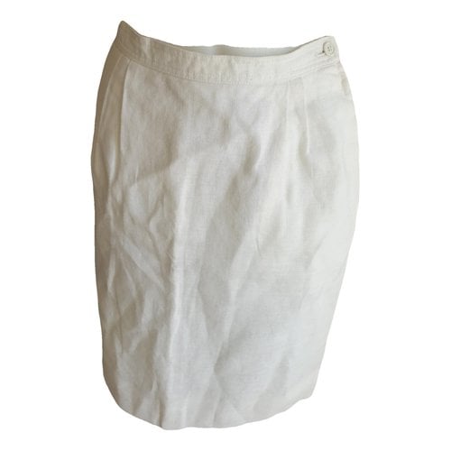 Pre-owned Valentino Linen Skirt In White