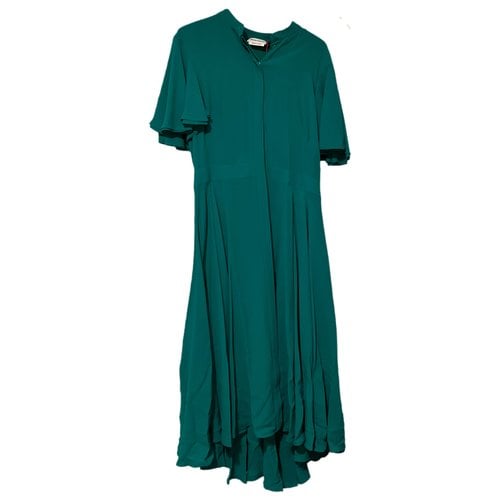 Pre-owned Alexander Mcqueen Silk Mid-length Dress In Green