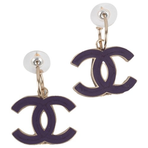 Pre-owned Chanel Cc Earrings In Purple