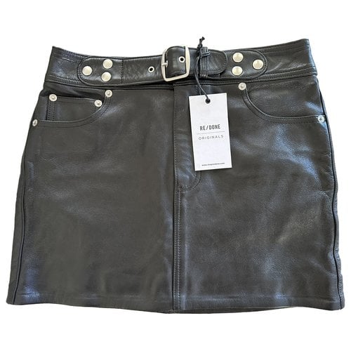 Pre-owned Re/done Leather Mini Skirt In Black
