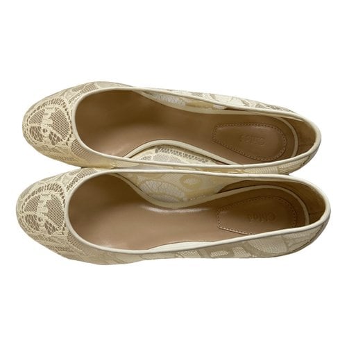 Pre-owned Chloé Cloth Ballet Flats In Beige