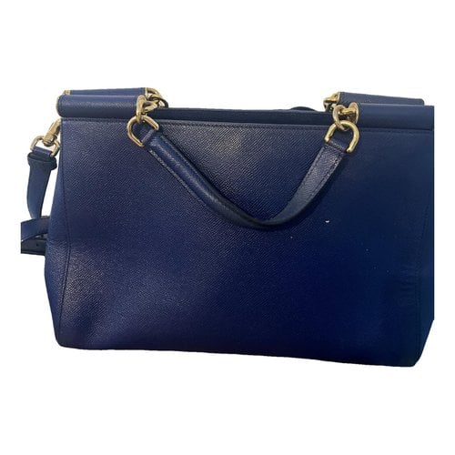 Pre-owned Dolce & Gabbana Sicily 62 Leather Handbag In Blue