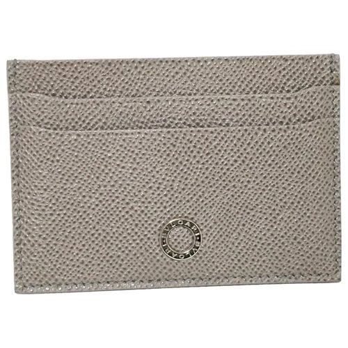 Pre-owned Bvlgari Leather Card Wallet In Grey