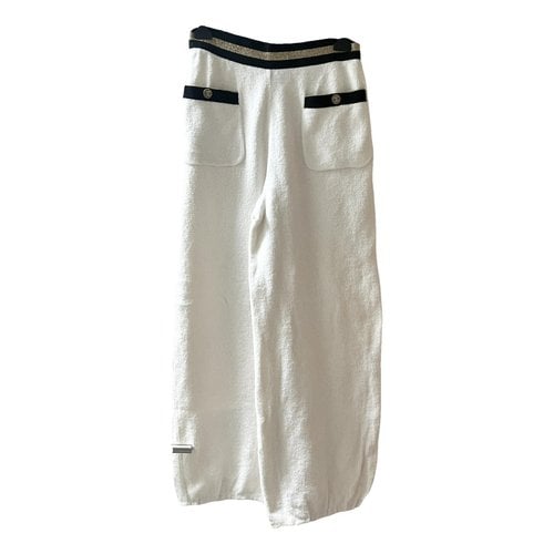 Pre-owned Chanel Straight Pants In White