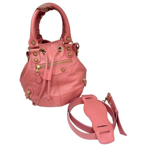 Pre-owned Balenciaga Pompon Leather Crossbody Bag In Pink