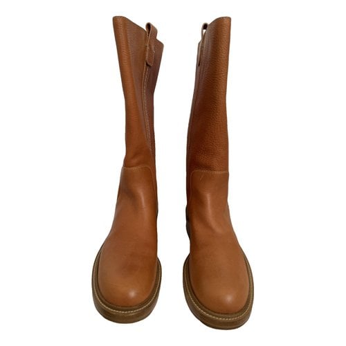 Pre-owned Chloé Mallo Leather Boots In Brown