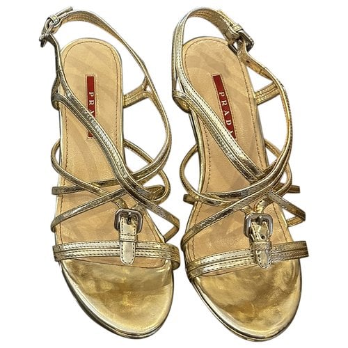 Pre-owned Prada Patent Leather Sandals In Gold