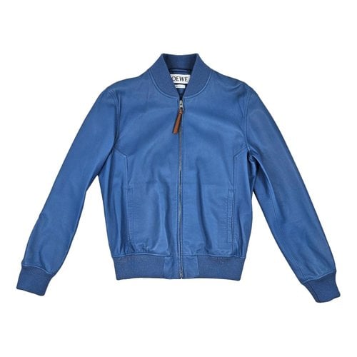 Pre-owned Loewe Leather Jacket In Blue
