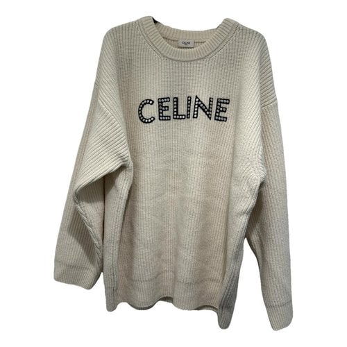Pre-owned Celine Wool Sweatshirt In Ecru