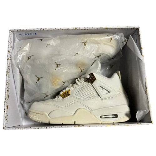 Pre-owned Jordan 4 Leather Trainers In White