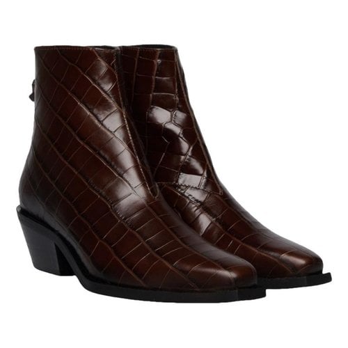 Pre-owned Allsaints Leather Ankle Boots In Brown