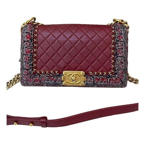Pre-owned Chanel Boy Leather Crossbody Bag In Burgundy