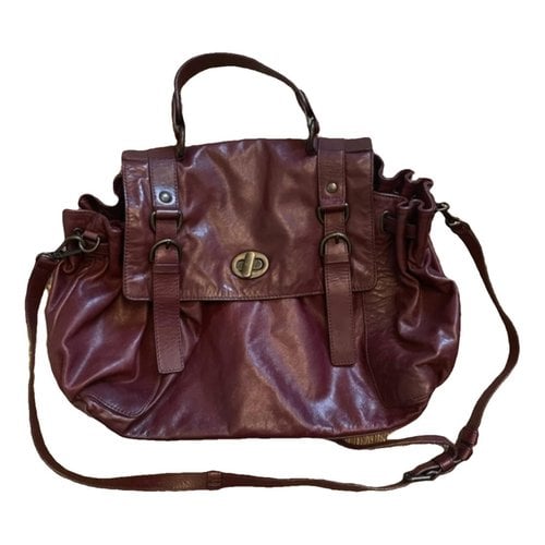 Pre-owned Gerard Darel Eton Leather Handbag In Burgundy