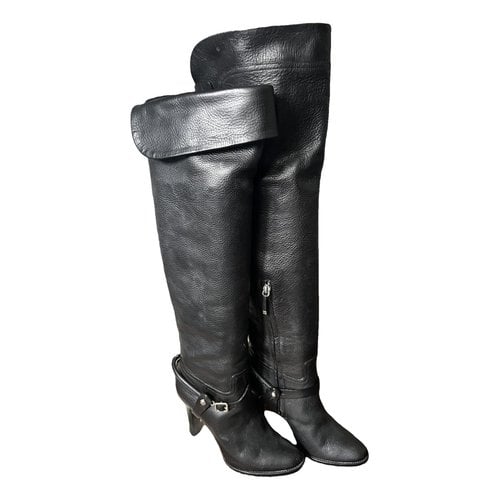 Pre-owned Ralph Lauren Leather Boots In Black