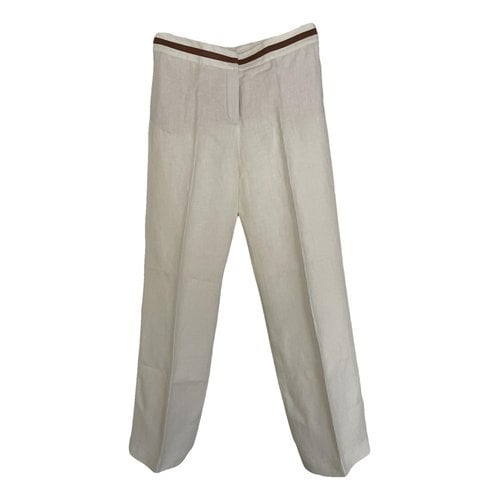 Pre-owned Loro Piana Linen Straight Pants In White