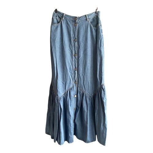 Pre-owned Ganni Maxi Skirt In Blue