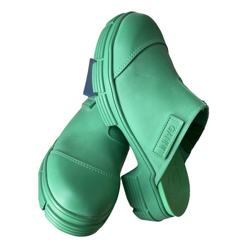 Pre-owned Ganni Mules & Clogs In Green