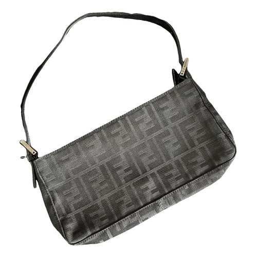Pre-owned Fendi Baguette Cloth Handbag In Black