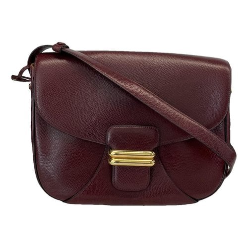 Pre-owned Delvaux Leather Crossbody Bag In Burgundy