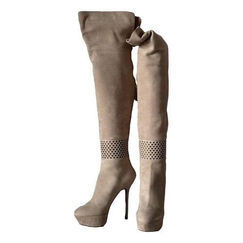 Pre-owned Sergio Rossi Leather Boots In Beige