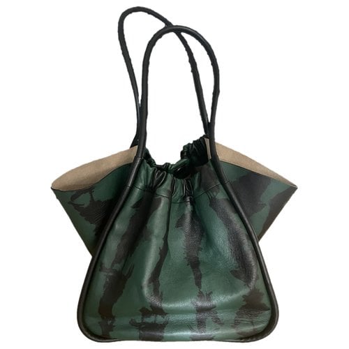 Pre-owned Proenza Schouler Ruched Leather Tote In Green