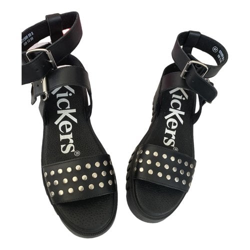 Pre-owned Kickers Leather Sandal In Black