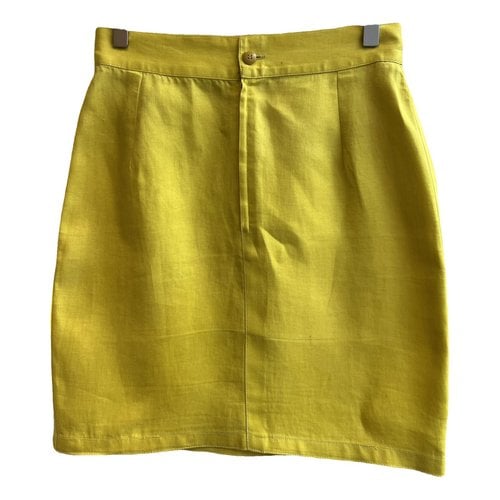 Pre-owned Versace Linen Mini Skirt In Yellow
