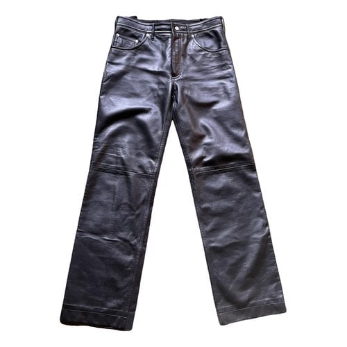 Pre-owned Neil Barrett Leather Straight Pants In Black
