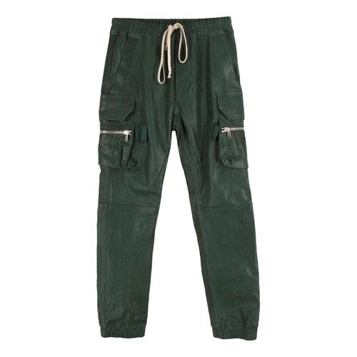 Pre-owned Rick Owens Leather Trousers In Green