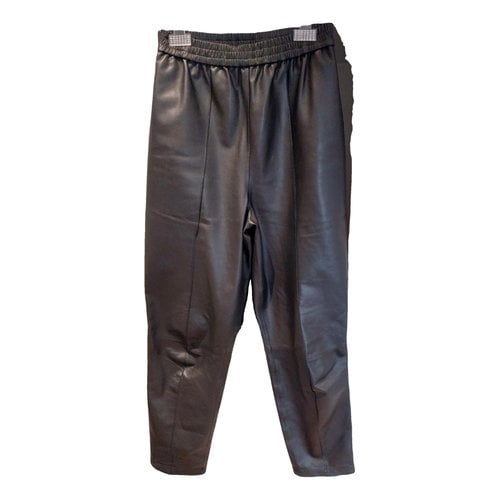Pre-owned By Malene Birger Leather Trousers In Black