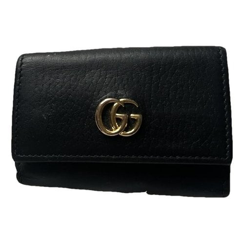 Pre-owned Gucci Interlocking Leather Wallet In Black