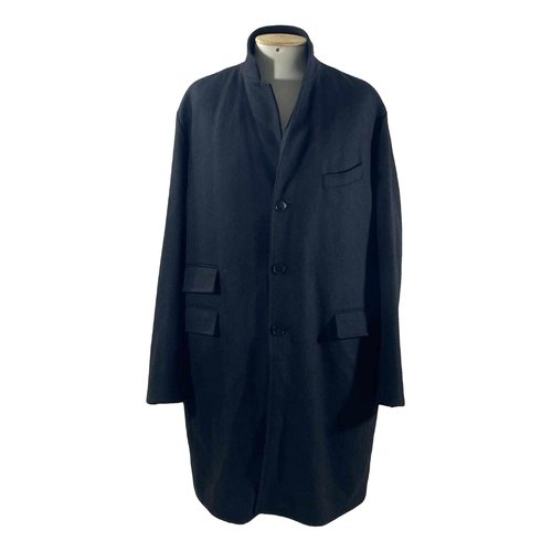 Pre-owned Moncler Long Wool Coat In Black