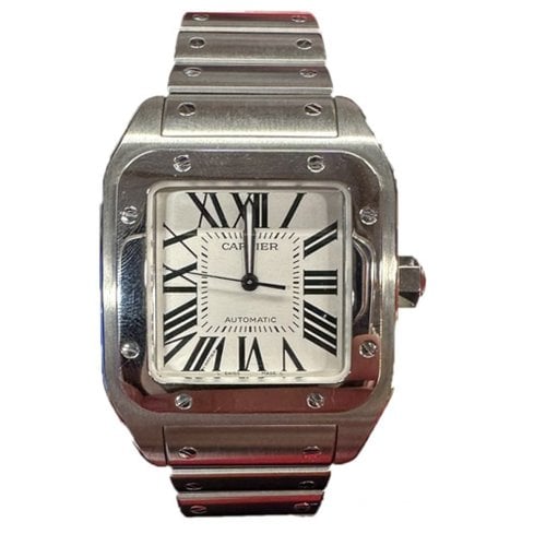 Pre-owned Cartier Santos 100 Watch In Silver