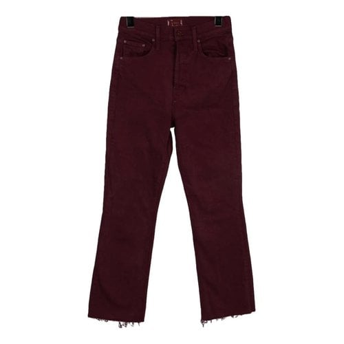 Pre-owned Mother Mstraight Jeans In Burgundy