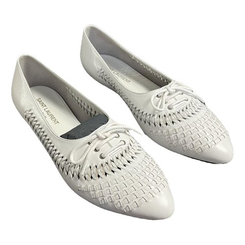 Pre-owned Saint Laurent Leather Ballet Flats In White