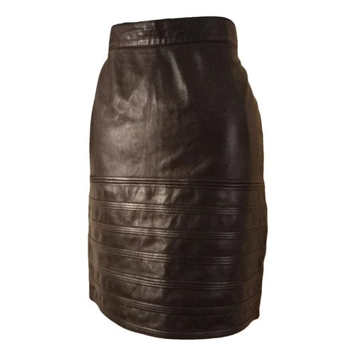 Pre-owned Loewe Leather Mid-length Skirt In Black