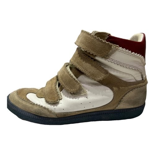 Pre-owned Isabel Marant Bilsy Leather Trainers In Beige